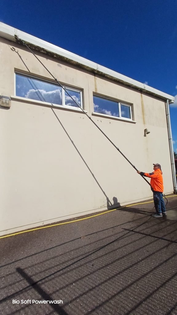 cleaning the school windows and walls
