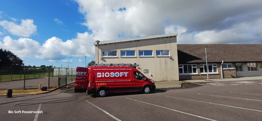van outside the school